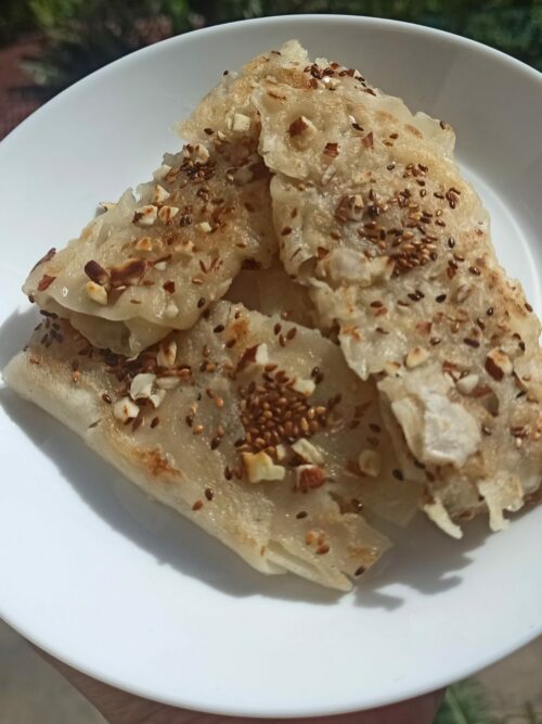 Burmese Rice Crepe on Plate