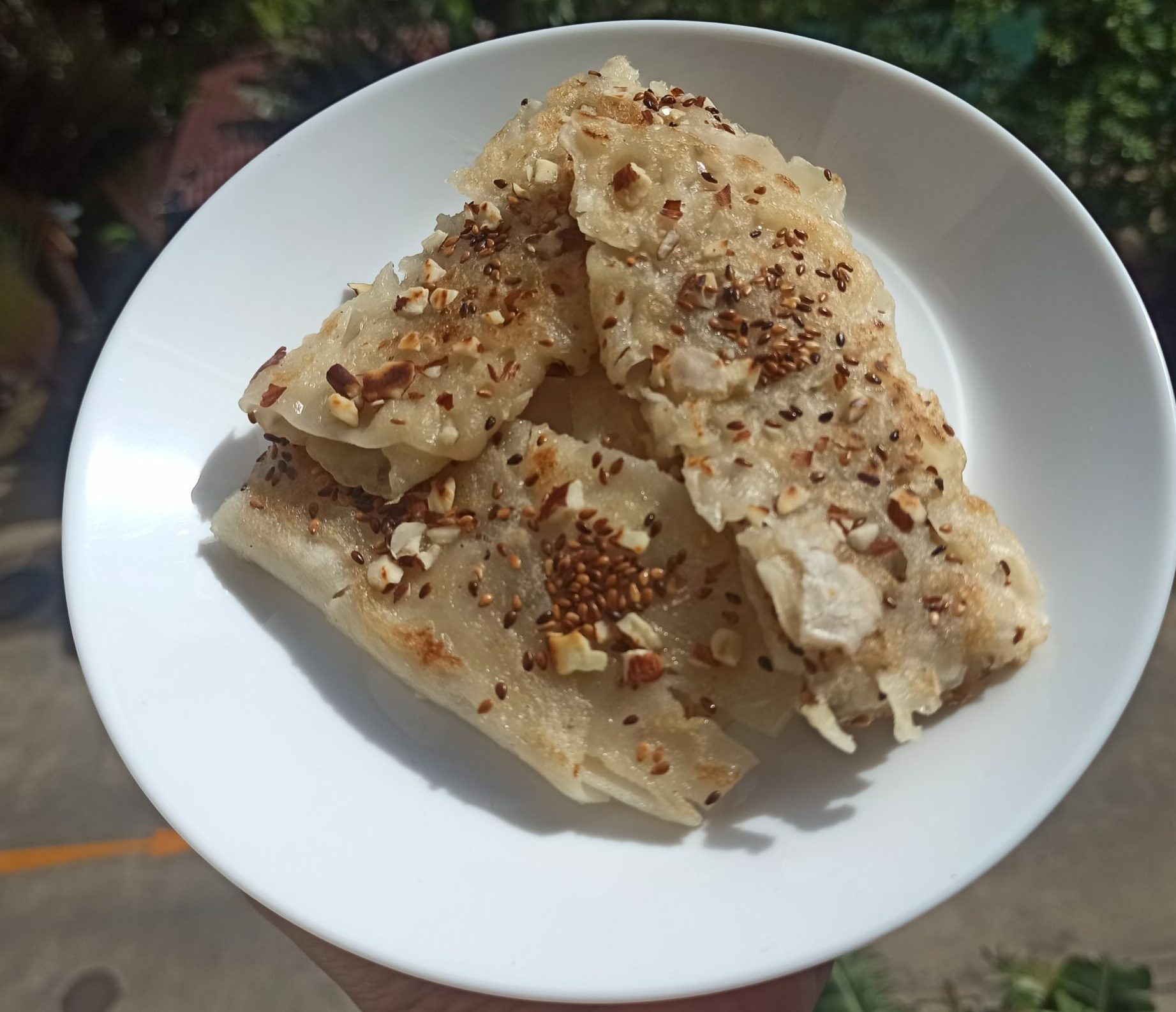 Burmese Rice Crepe on Plate